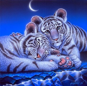 366x361 White Tiger Canvas Art White Baby Tiger - Baby Tiger Painting