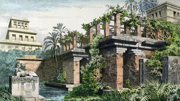 600x338 The Hanging Gardens Of Babylon Art Print By Ferdinand Knab - Babylon Painting
