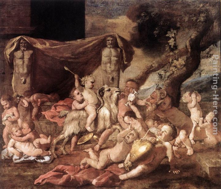 720x615 Nicolas Poussin Bacchanal Of Putti Painting Anysize 50% Off - Bacchanal Painting
