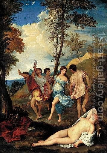 358x510 The Bacchanal Of The Andrians (After) Tiziano Vecellio (Titian - Bacchanal Painting
