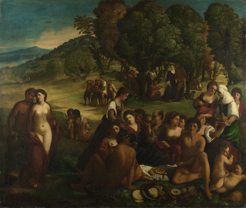 500x423 A Bacchanal Painting Dosso Dossi Oil Paintings - Bacchanal Painting