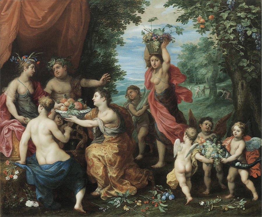 900x746 A Bacchanal With Ceres Bacchus And Venus Painting By Jan Brueghel - Bacchanal Painting