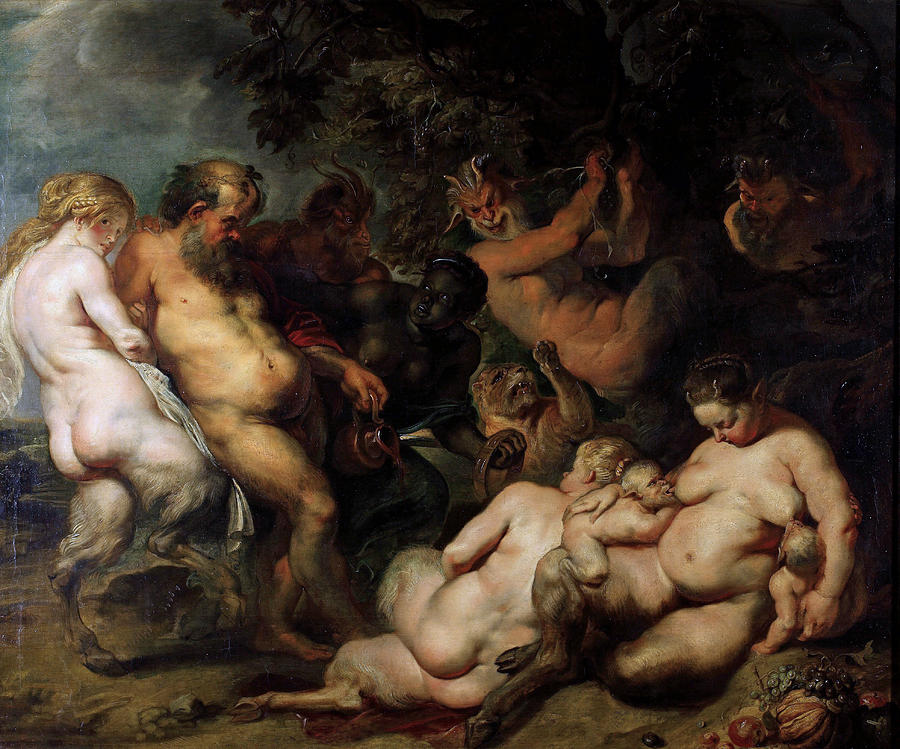 900x749 Bacchanalia Painting By Peter Paul Rubens - Bacchanalia Painting