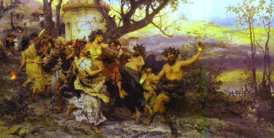 900x453 Bacchanalia Painting By Siemiradzki Henryk - Bacchanalia Painting