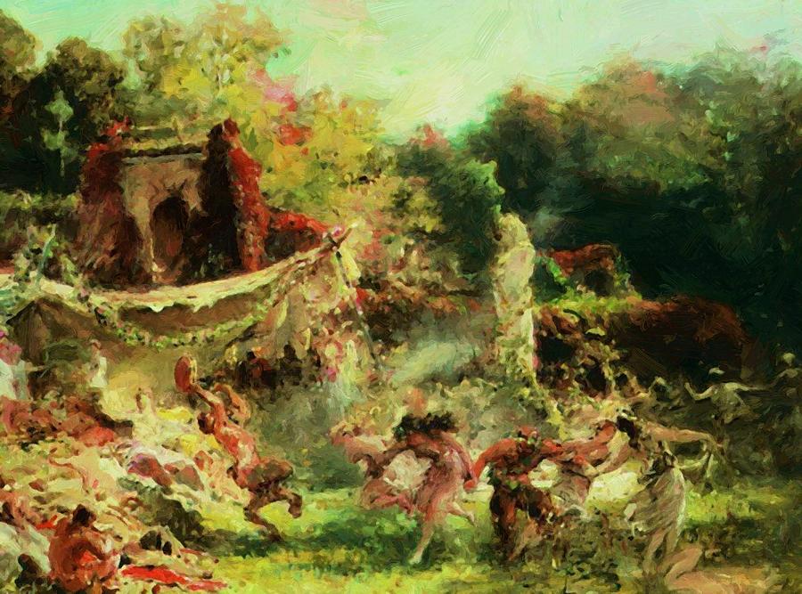 900x667 Spring Bacchanalia Painting By Makovsky Konstantin - Bacchanalia Painting
