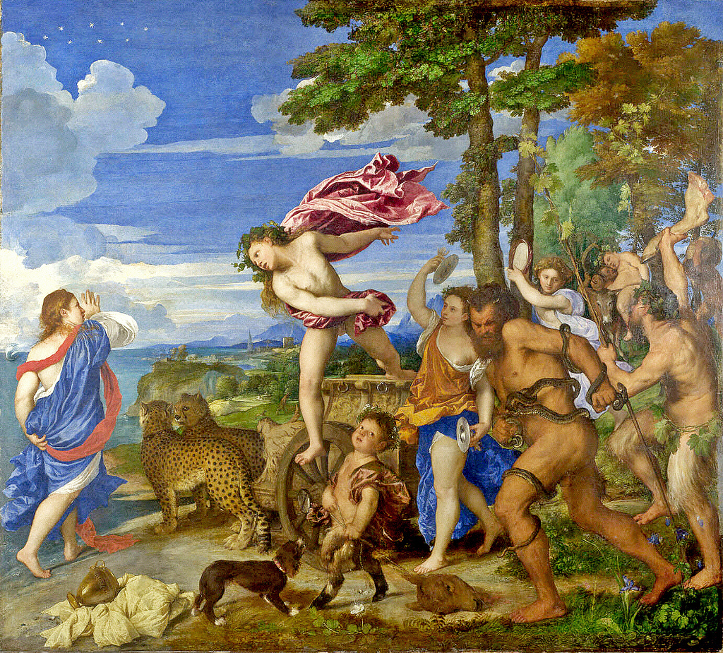 1024x925 Titian - Bacchus And Ariadne Painting