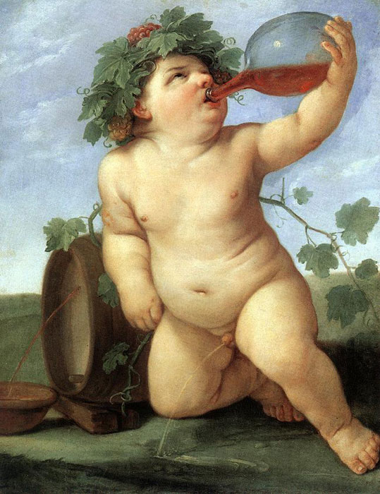 539x700 Drinking Bacchus, C.1623 - Bacchus Painting