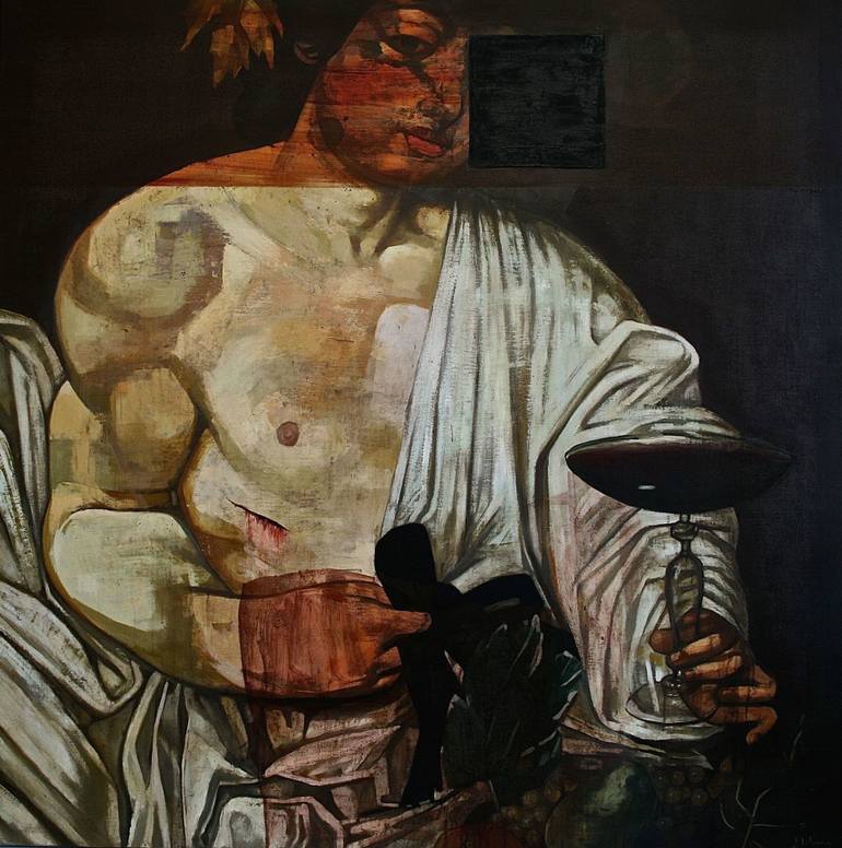 770x776 Saatchi Art Bacchus (After Caravaggio) Painting By Patrick Delaunay - Bacchus Painting