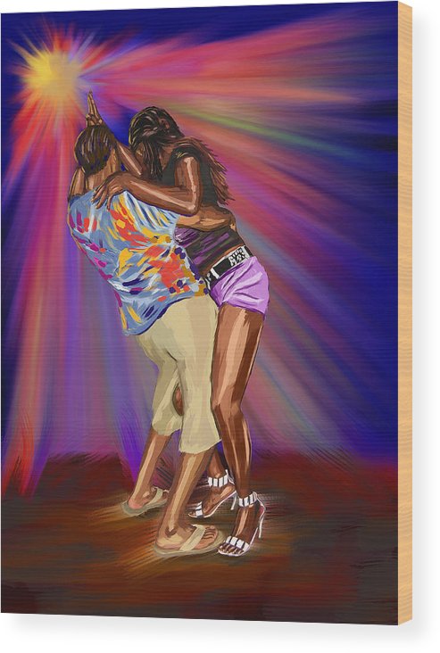 493x732 Bachata Wood Print By Miguel Pumarejo - Bachata Painting
