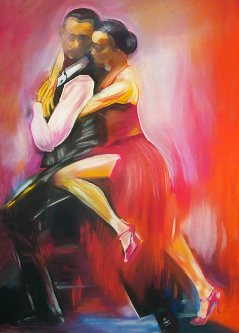 470x655 Pastel On Cavas - Bachata Painting