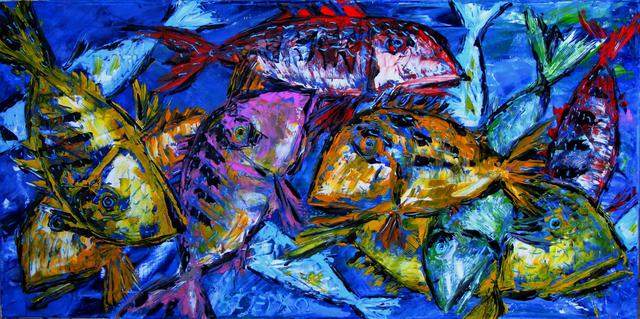 640x319 Stjepko Mamic Artwork Bachata Original Painting Oil Fish Art - Bachata Painting