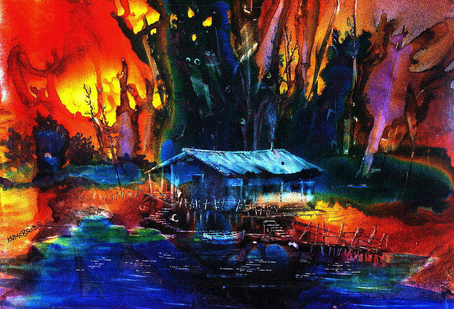 900x612 Sunset On The Bayou Painting By Ken Mcbride - Back Sunset Painting