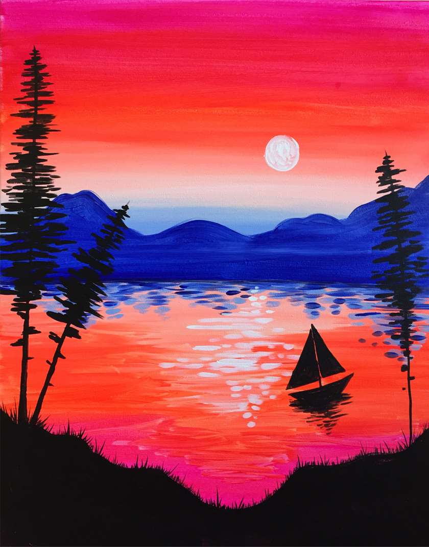 840x1072 Sunset Sailing - Back Sunset Painting