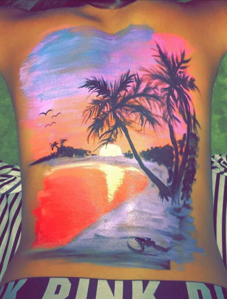 740x977 Sunset In Paradise Body Art Paradise, Sunset - Back Sunset Painting