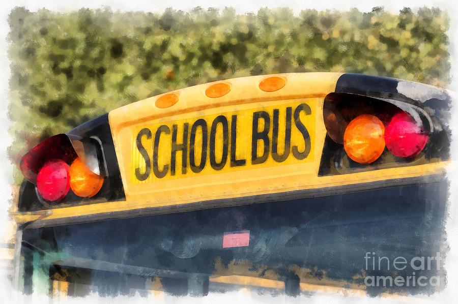 900x598 Back To School Bus Watercolor Painting By Edward Fielding - Back To School Painting
