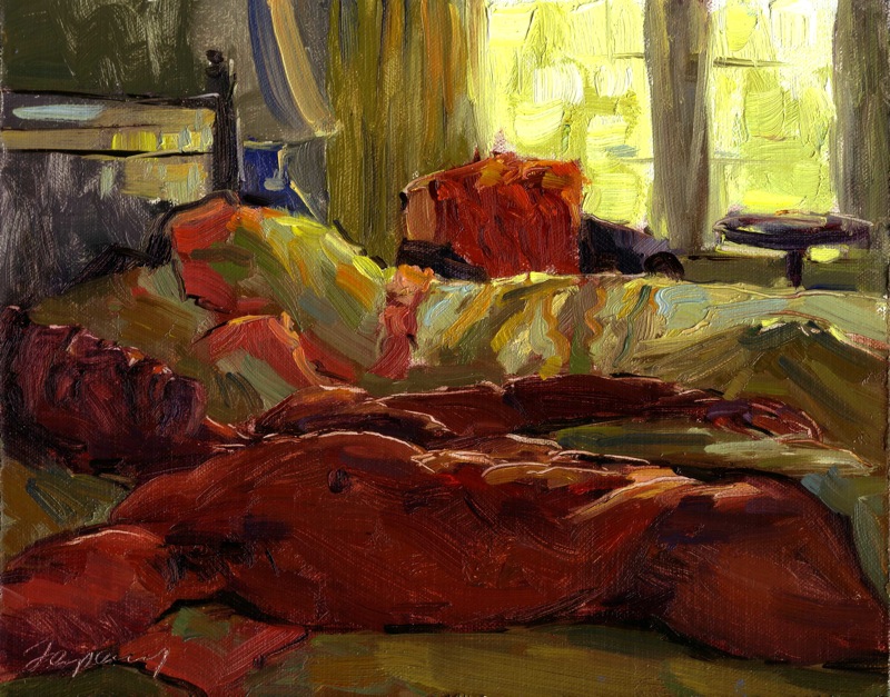 800x627 More Figure, Morning Life Plein Air - Backlit Painting