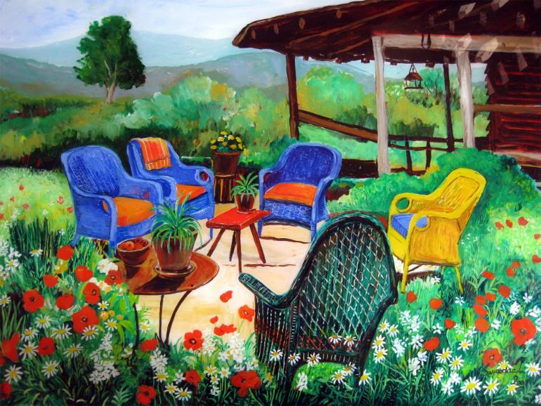 770x578 Saatchi Art Inspiration (Backyard) Painting By Sayeeda Ali - Backyard Painting