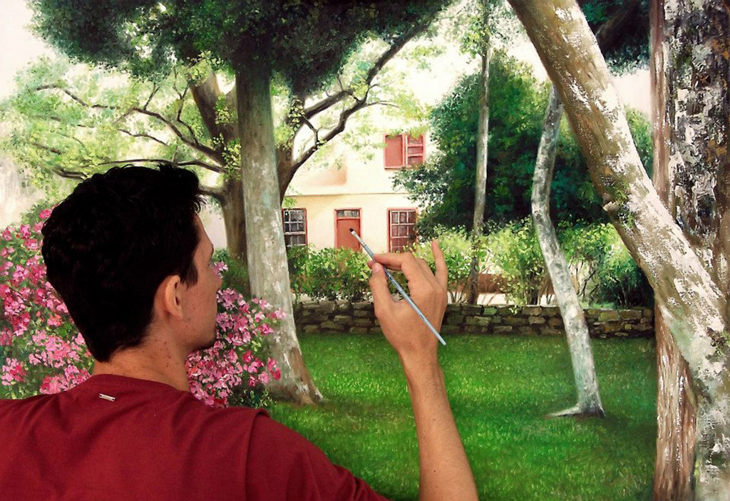 1024x703 Realistic Painting Backyard By Fabianomillani - Backyard Painting