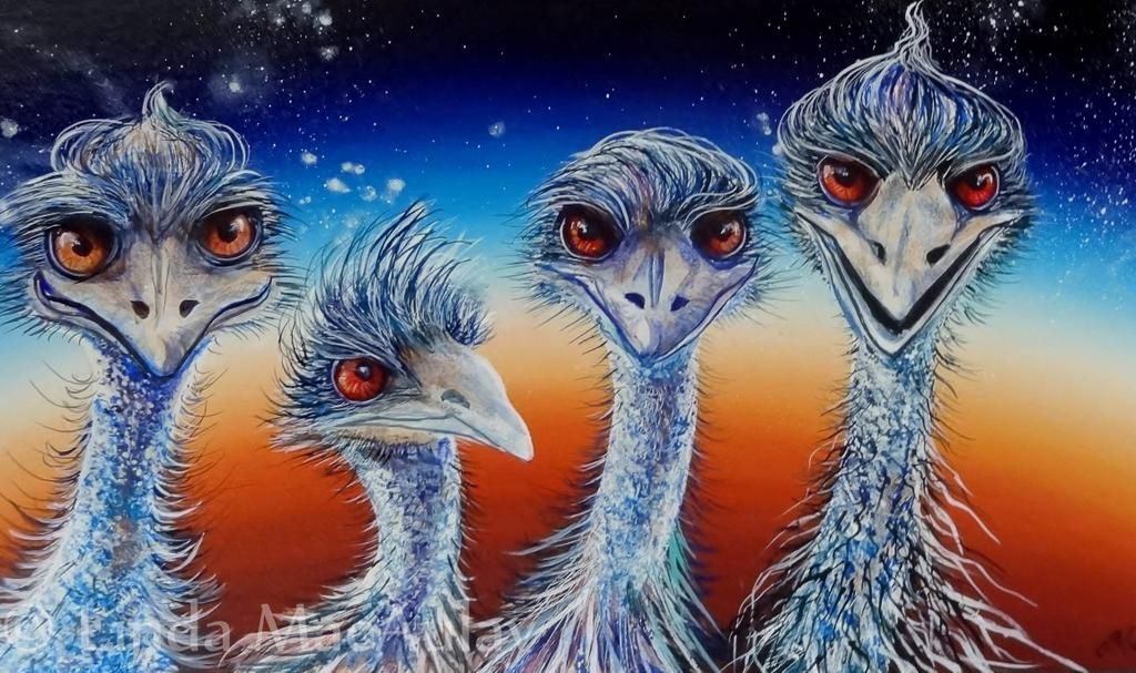 1024x607 Bad Boys Acrylic On Canvas By Linda Macaulay Artist. Quirky Emu - Bad Boy Painting