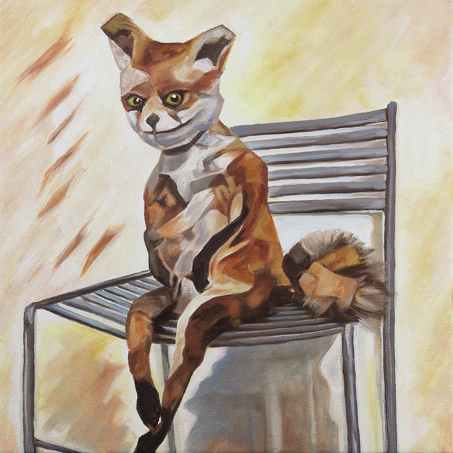 900x900 Bad Taxidermy Fox Painting By Cameron Dixon - Bad Cat Painting