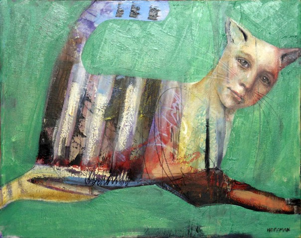 604x478 Alistair The Fierce Bad Cat Katie Hoffman Fine Art Intuitive - Bad Cat Painting