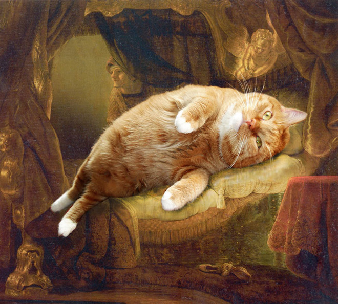 660x594 So Here Are A Few Famous Paintings Improved By Cats. - Bad Cat Painting