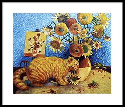 250x214 Van Gogh's Bad Cat Painting By Eve Riser Roberts - Bad Cat Painting