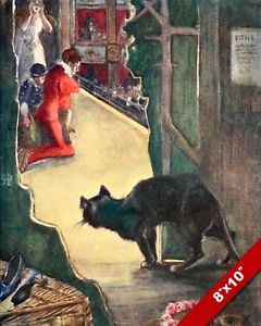 240x300 Bad Luck Black Cat Stage Right Theater Drama Art Painting Real - Bad Cat Painting