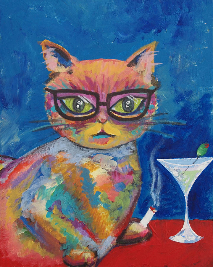 720x900 Bad Kitty Painting By Ramey Guerra - Bad Cat Painting