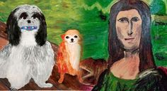 236x128 Mona Lisa And Her Two Lil' Foo Foo Dogs From The Museum Of Bad - Bad Dog Painting