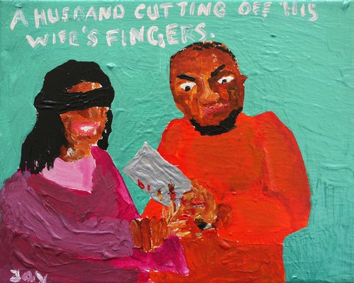 500x400 Bad Painting Number 06 A Husband Cutting Off His Wife's Fingers - Bad Painting
