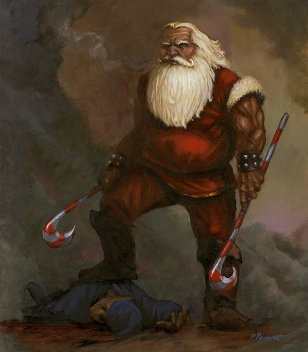611x700 The 30 Most Badass Pieces Of Santa Claus Fan Art - Badass Painting
