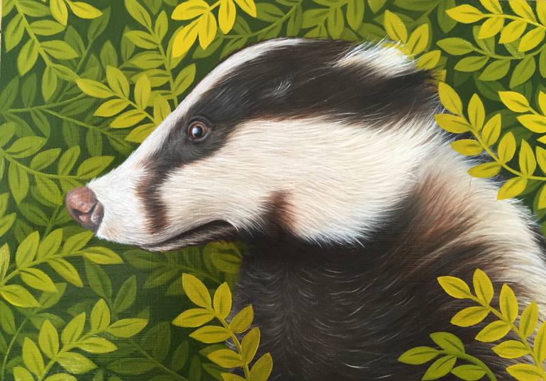 770x538 Saatchi Art Badger, Oil On Wood Panel Painting By Cat Edinoff - Badger Painting
