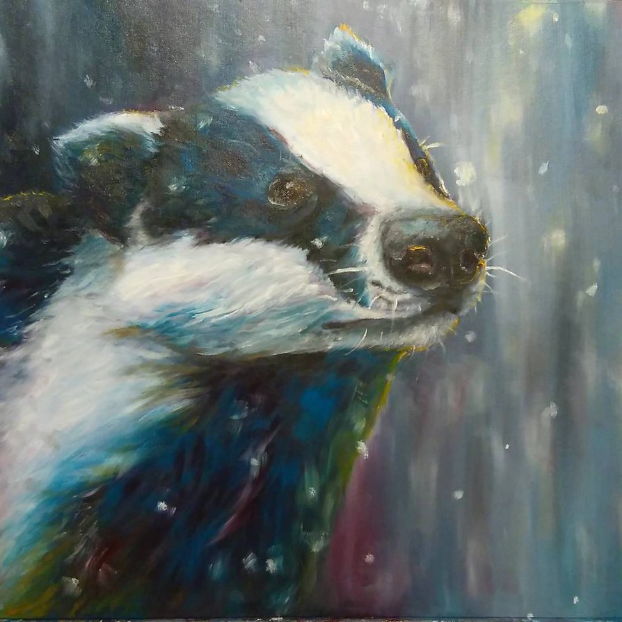 894x894 Snow Badger By Nightjinx - Badger Painting