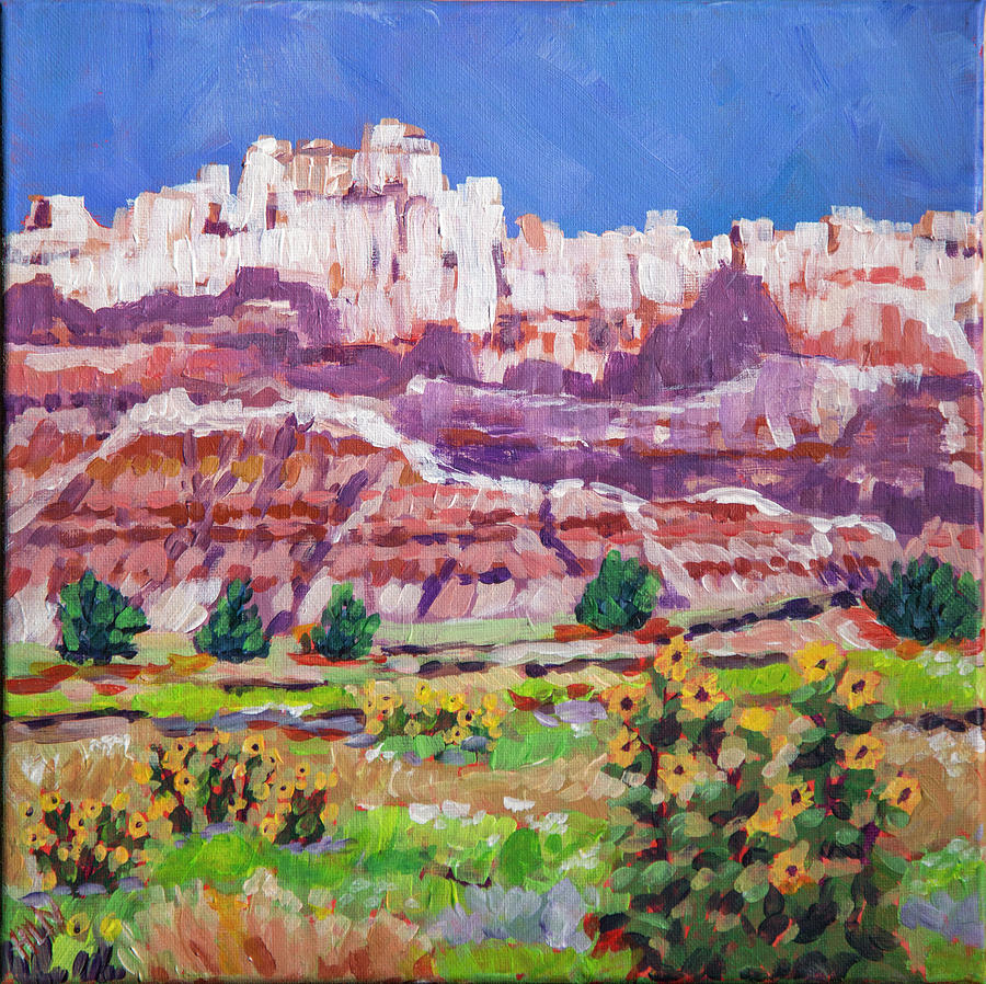 900x898 Beauty In The Badlands Painting By Heather Nagy - Badlands Painting