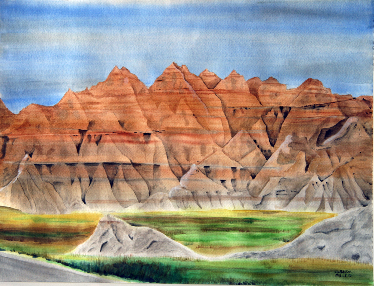 1200x919 Landscape Watercolor Paintings Badlands By Glenda Miller - Badlands Painting