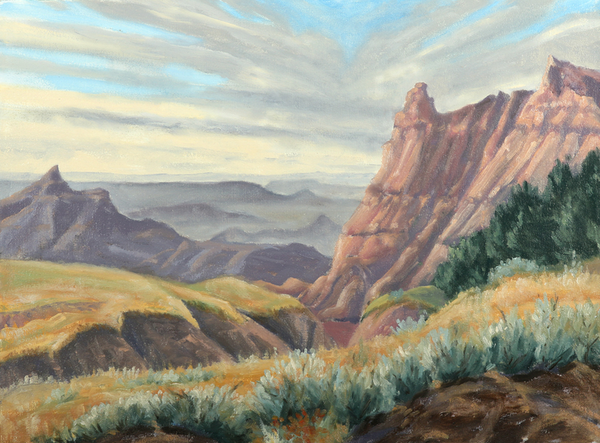 1200x886 Painting Ancient Hunter's View (Original Art By Peter Kilian - Badlands Painting