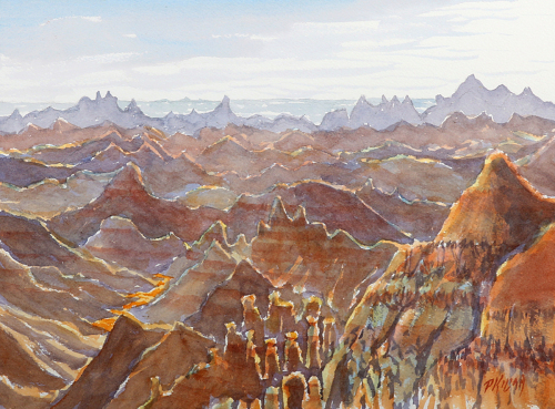 500x369 Painting Morning Mirage (Original Art By Peter Kilian Fine Art) - Badlands Painting