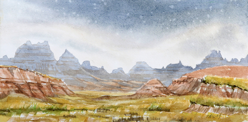 500x247 Painting The Badlands Floor (Original Art By Peter Kilian Fine - Badlands Painting