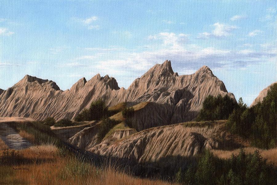 900x601 The Badlands In South Dakota Oil Painting Painting By Rachel - Badlands Painting