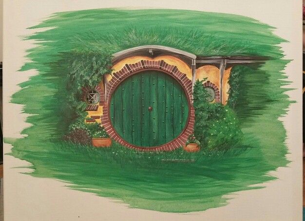 626x453 Acrylic Painting Of Bag End Door, The Shire - Bag End Painting
