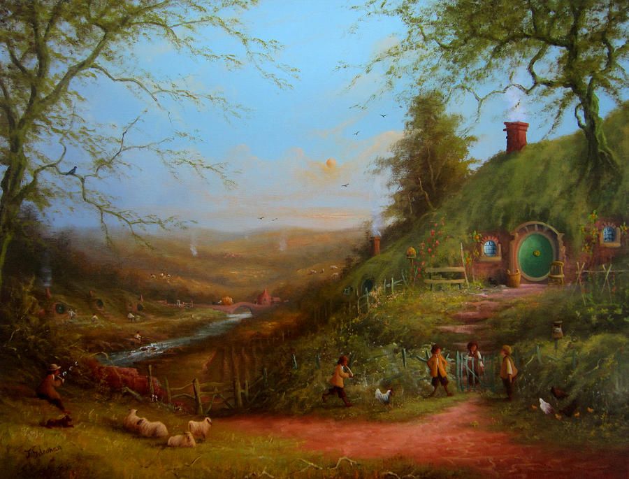 900x685 Tolkien Painting - Bag End Painting