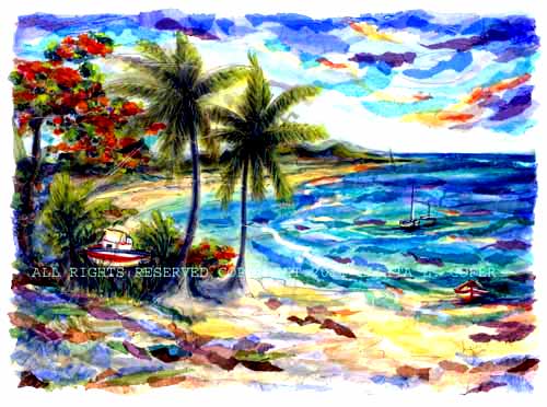 500x372 By The Sea Painting, Eleuthera The Bahama Islands Painting - Bahamas Painting