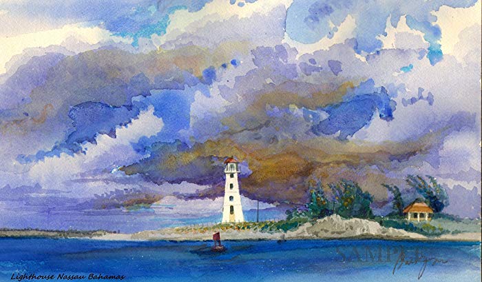 700x409 Giclee Print Original Watercolor Painting - Bahamas Painting