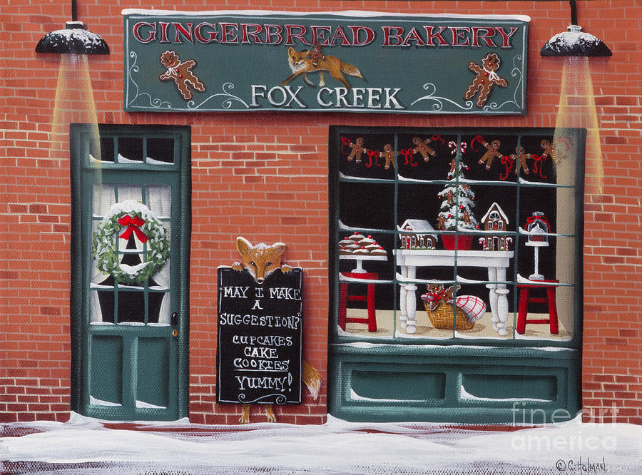 900x666 Gingerbread Bakery At Fox Creek Painting By Catherine Holman - Bakery Painting