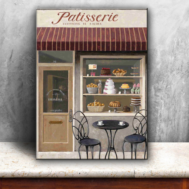 640x640 Online Shop Pastoral Bicycle Flower Bakery Scenery Canvas - Bakery Painting