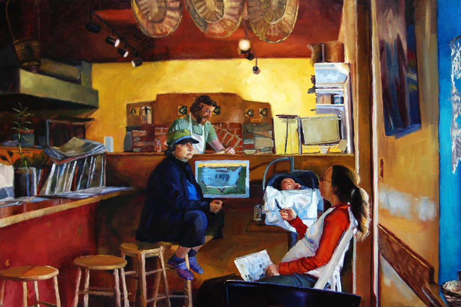 900x600 Two Sisters Bakery Painting By Jeanne Young - Bakery Painting