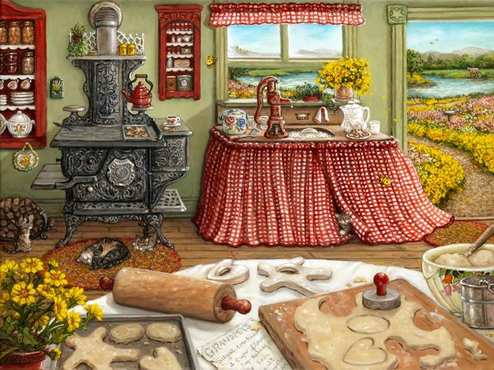 720x540 Cookie Baking Day By Painter Janet Kruskamp Recalls An Earlier - Baking Painting