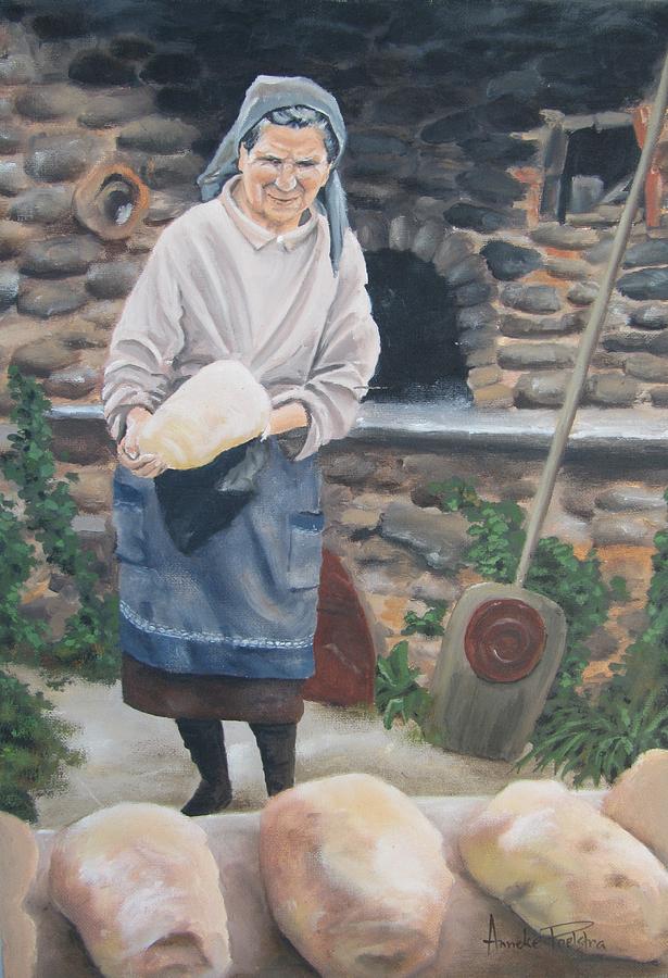 615x900 Woman Baking Bread Painting By Anna Poelstra Traga - Baking Painting