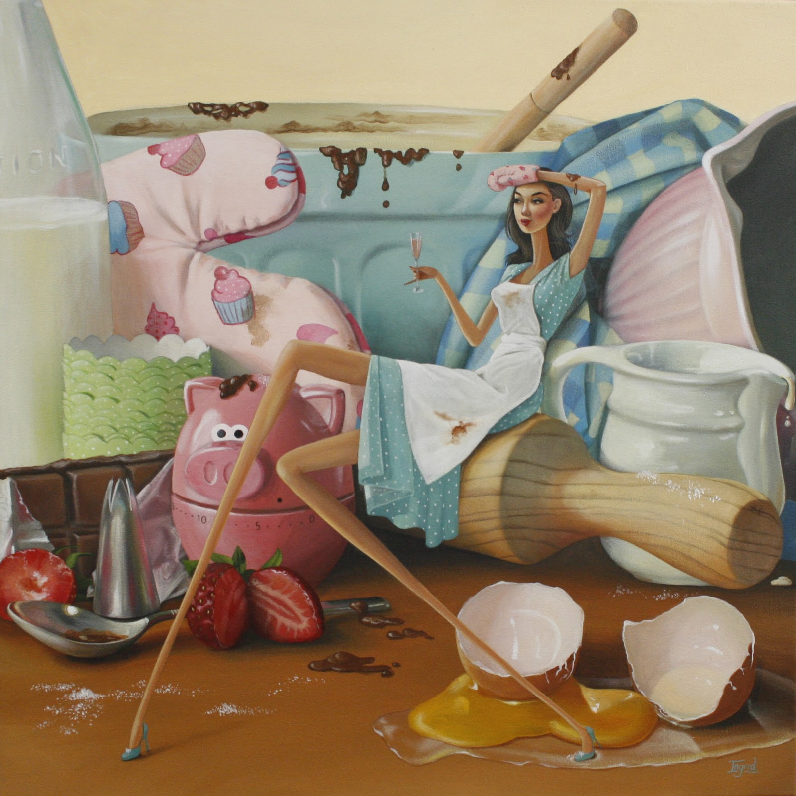 1600x1600 Ingrid In The Kitchen - Baking Painting